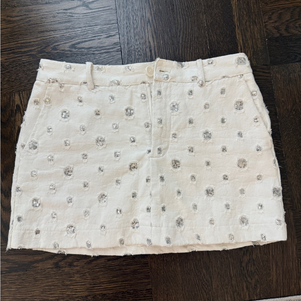 Zara White Sequin Mini Skirt